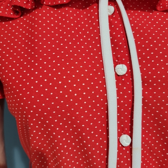 Vintage QR2 mini polka dot ruffled dress S - Picture 3 of 8